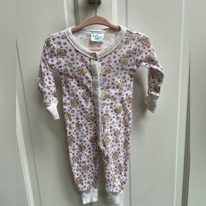 Baby B’Gosh 6M White & Pink Teddy Bear Thermal Long Sleeve Girls Footie Pajamas
